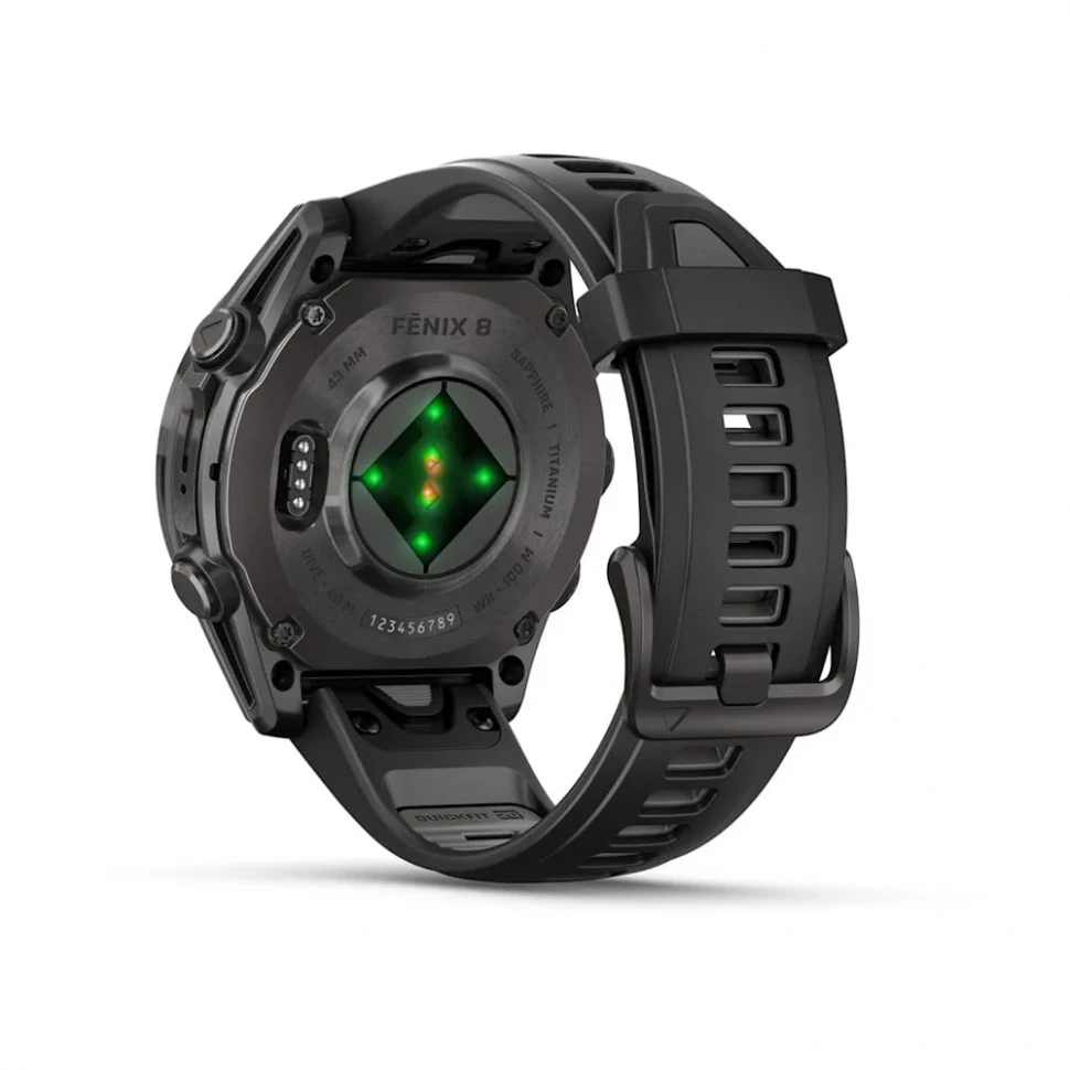 Умные часы Garmin Fenix 8 43mm AMOLED Sapphire Carbon Gray DLC Titanium with Black/Pebble Gray Silicone Band (010-02903-21)
