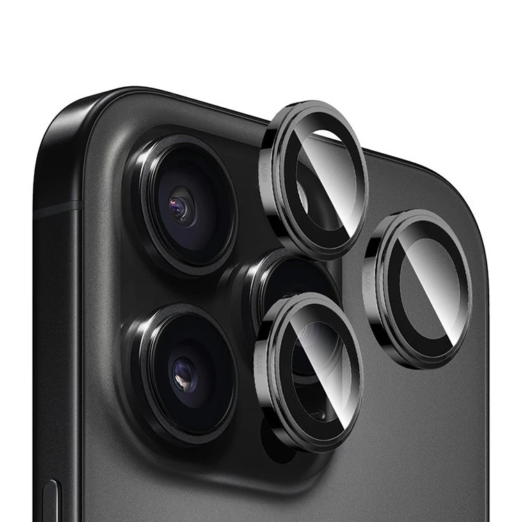 Защитное стекло на камеру HOCO V12 Plus для iPhone 16 Pro/16 Pro Max Черный