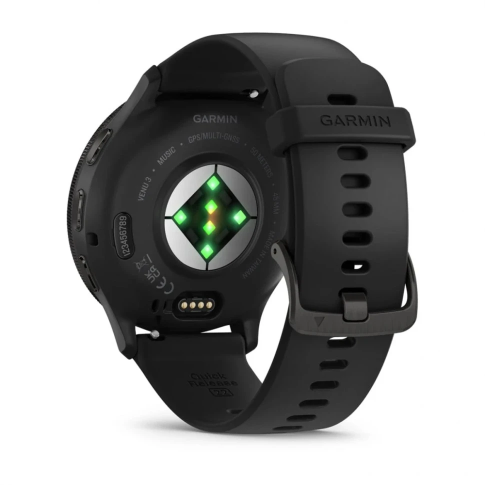Умные часы Garmin Venu 3 45mm Slate Stainless Steel Bezel with Black Case and Silicone Band (010-02784-01)