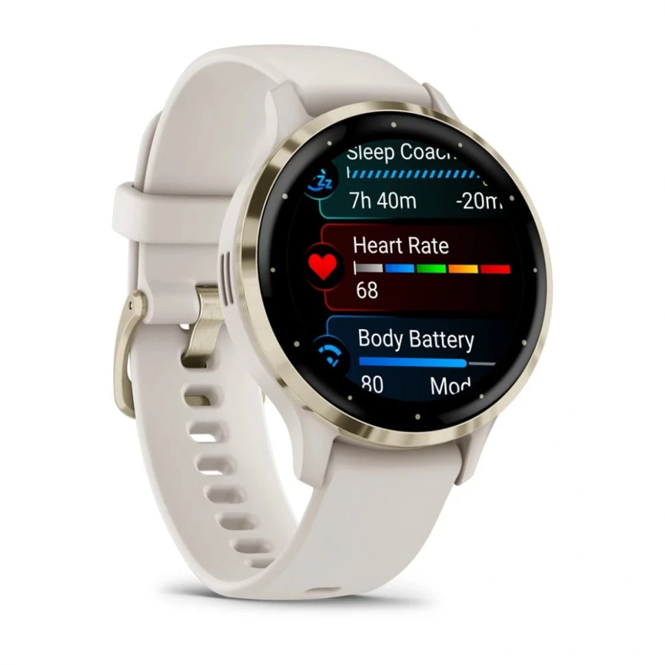 Умные часы Garmin Venu 3S 41mm Soft Gold Stainless Steel Bezel with Ivory Case and Silicone Band (010-02785-04)