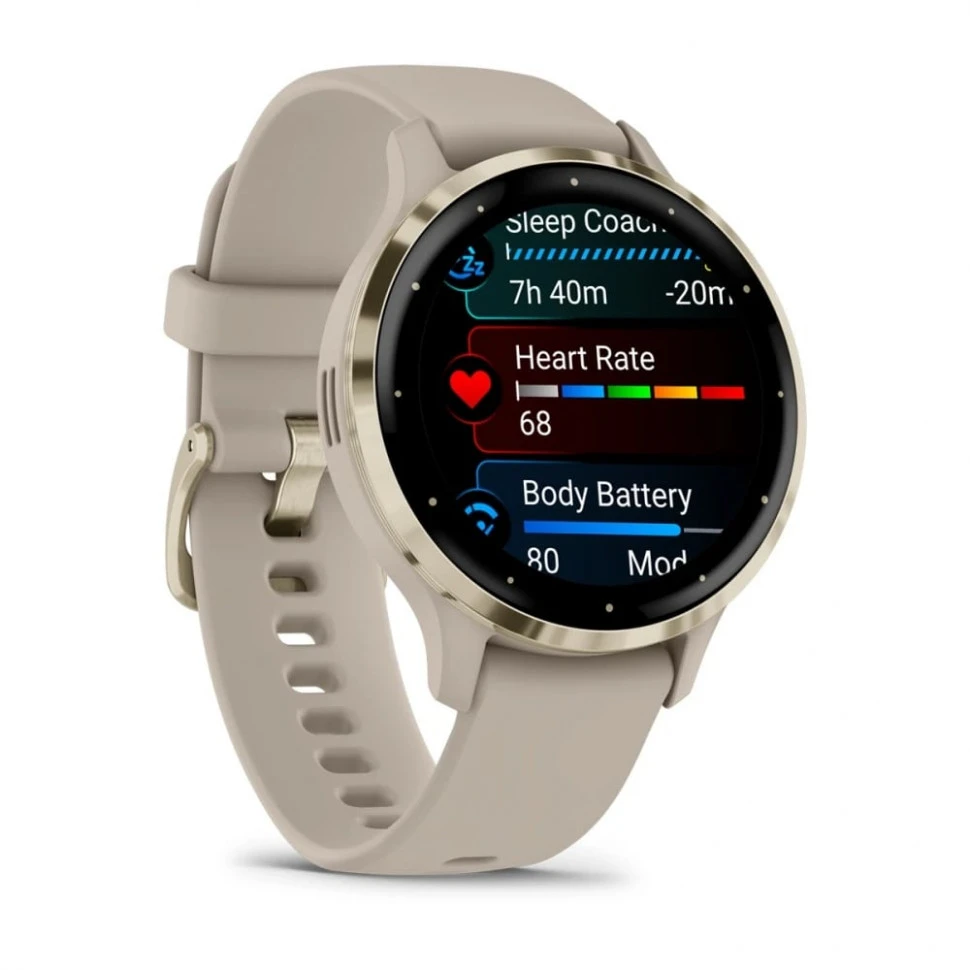 Умные часы Garmin Venu 3S 41mm Soft Gold Stainless Steel Bezel with French Gray Case and Silicone Band (010-02785-02)