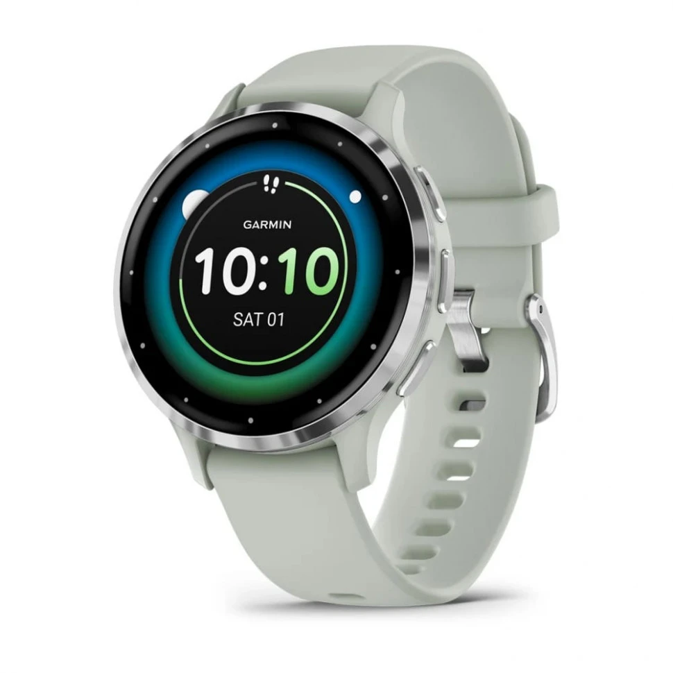 Умные часы Garmin Venu 3S 41mm Silver Stainless Steel Bezel with Sage Gray Case and Silicone Band (010-02785-01)