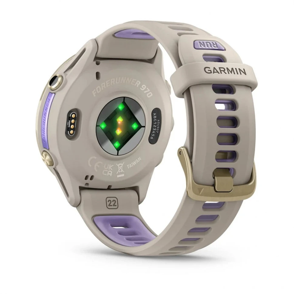 Умные часы Garmin Forerunner 970 Soft Gold Titanium with French Gray Case and French Gray/Translucent Indigo Band (010-02969-02)