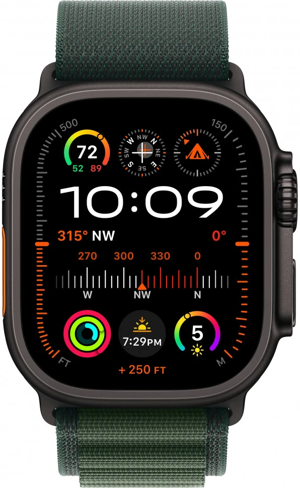 Умные часы Apple Watch Ultra 2 2024 49mm Black Titanium Case with Dark Green Alpine Loop (M)