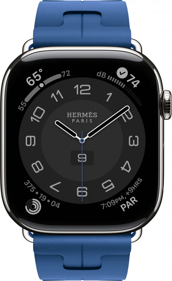 Умные часы Apple Watch Hermes Series 10 46mm Silver Titanium Case with Blue de France Kilim Band