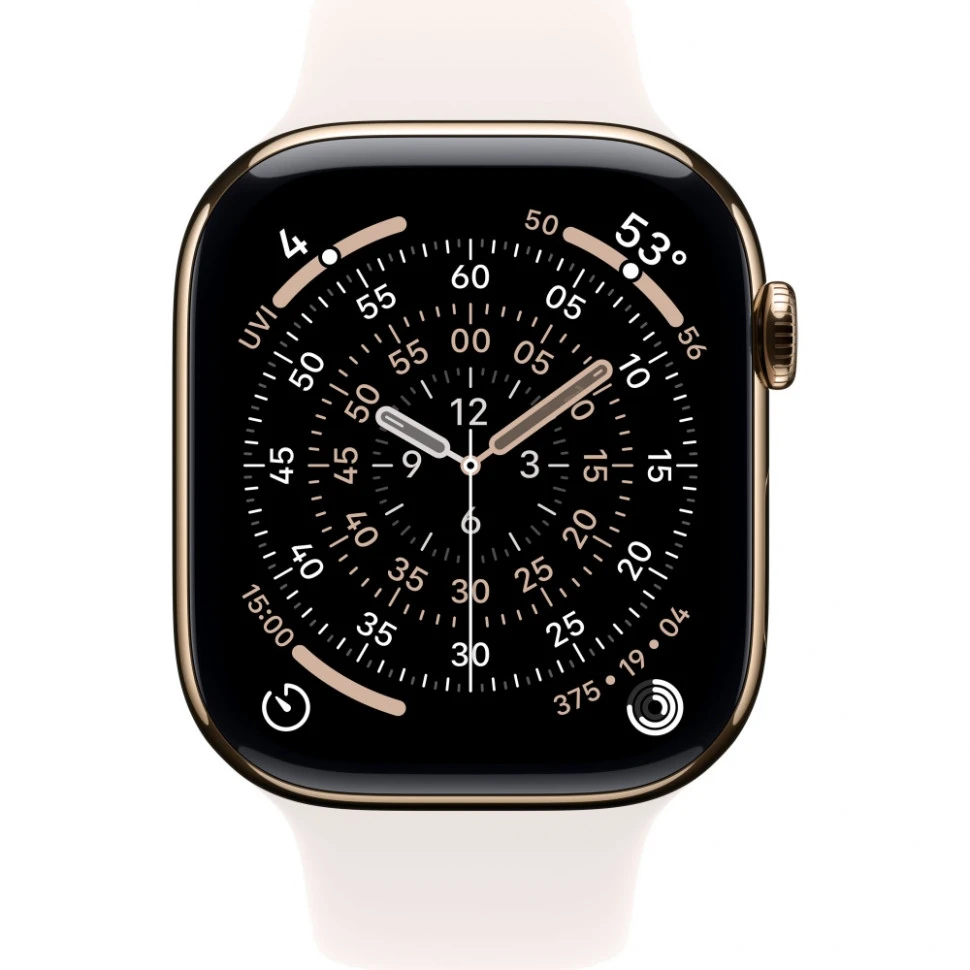 Умные часы Apple Watch Series 11 46mm Gold Titanium Case with Light Blush Sport Band (S/M)