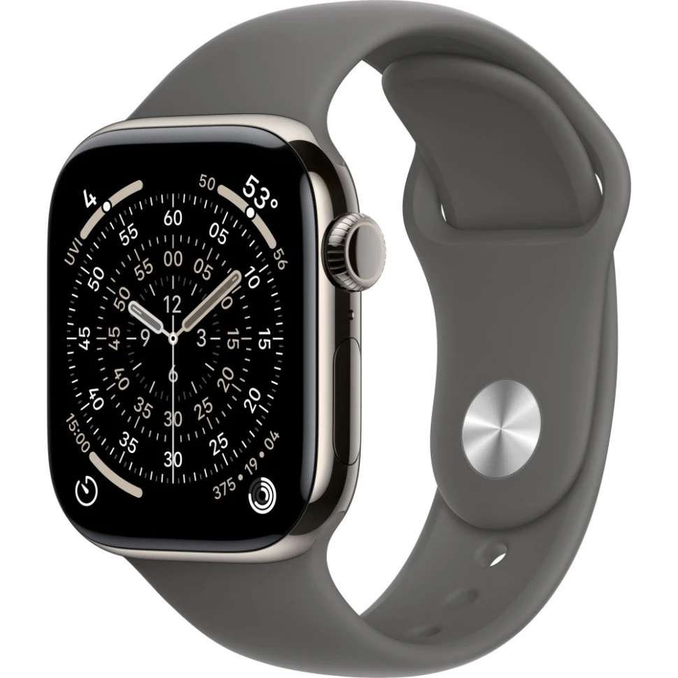 Умные часы Apple Watch Series 11 42mm Natural Titanium Case with Stone Gray Sport Band (S/M)