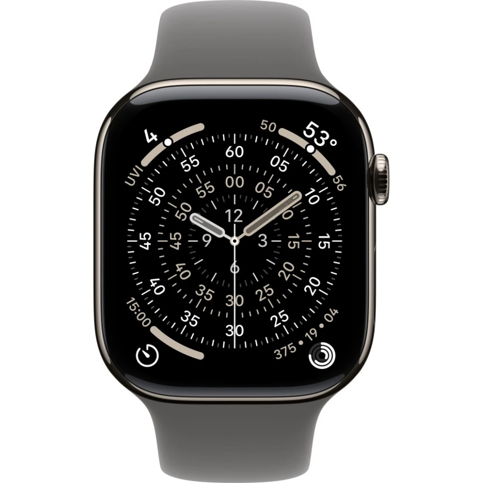 Умные часы Apple Watch Series 11 46mm Natural Titanium Case with Stone Gray Sport Band (S/M)