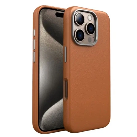 Чехол защитный искусственная кожа для iPhone 16 Pro Коричневый