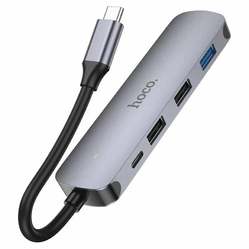 Стыковочная станция HOCO HB27 Type-C на 2xUSB 2.0, 1 USB 3.0, Type-C, HDMI Серый