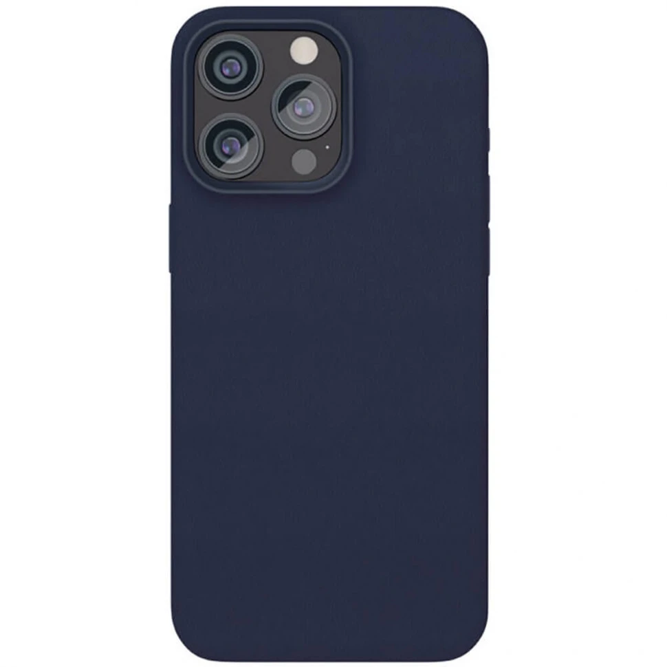 Чехол защитный VLP Ecopelle Case MagSafe iPhone 15 Pro Темно-синий