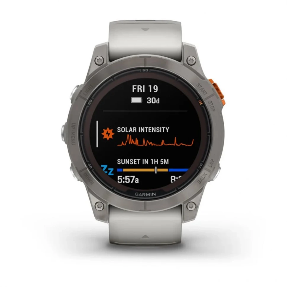 Умные часы Garmin Fenix 7 Pro 47mm SOLAR Sapphire Titanium with Fog Gray/Ember Orange Band (010-02777-21)
