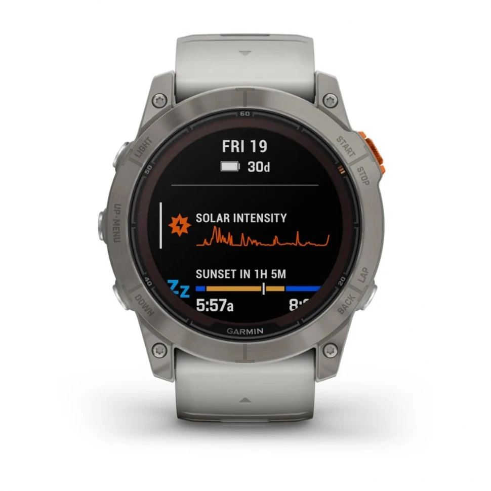 Умные часы Garmin Fenix 7X Pro 51mm SOLAR Sapphire Titanium with Fog Gray/Ember Orange Band (010-02778-15)