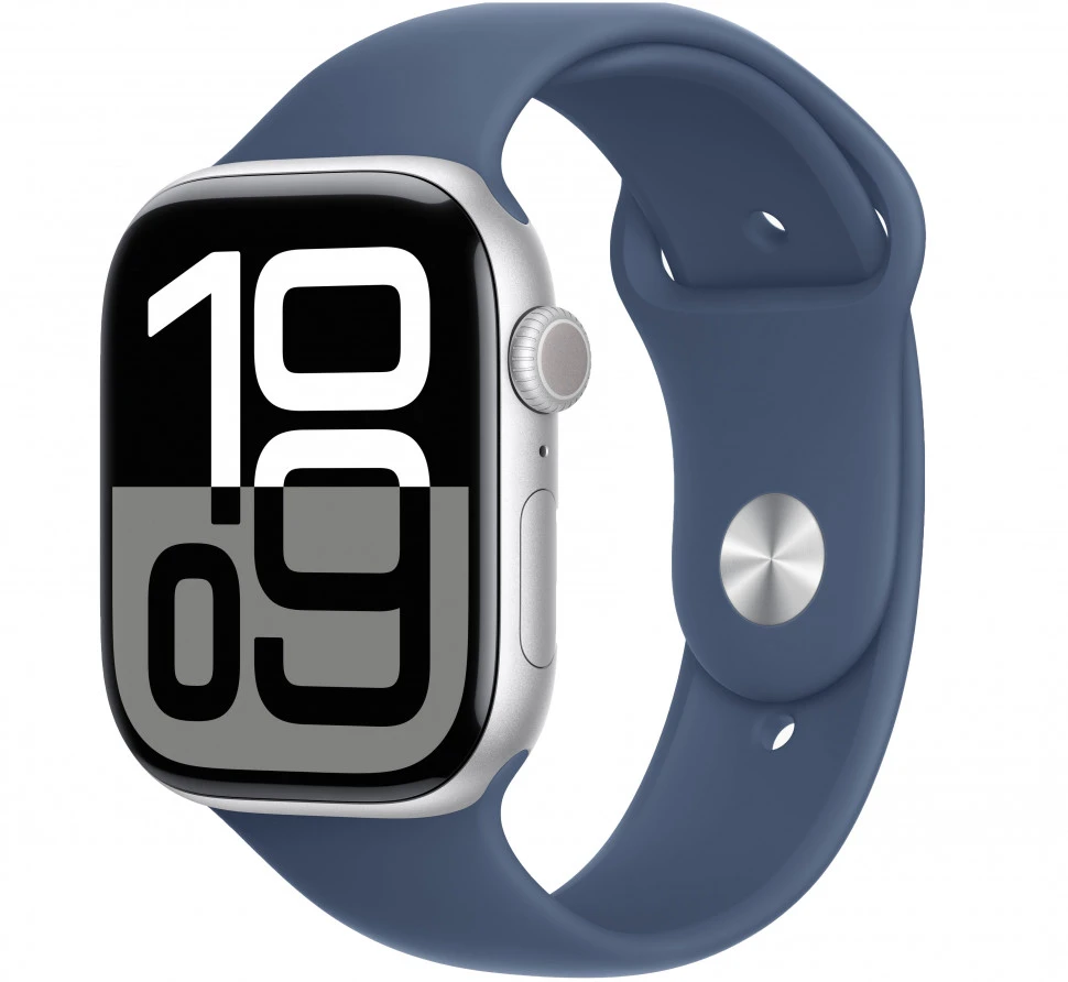 Умные часы Apple Watch Series 10 46mm Silver Aluminum Case with Denim Sport Band (S/M)
