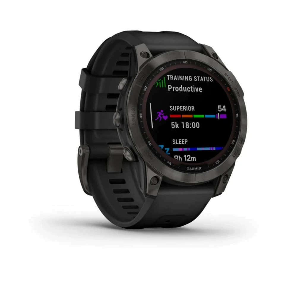 Умные часы Garmin Fenix 7 47mm SOLAR Sapphire Carbon Grey DLC Titanium with Black Band (010-02540-21)