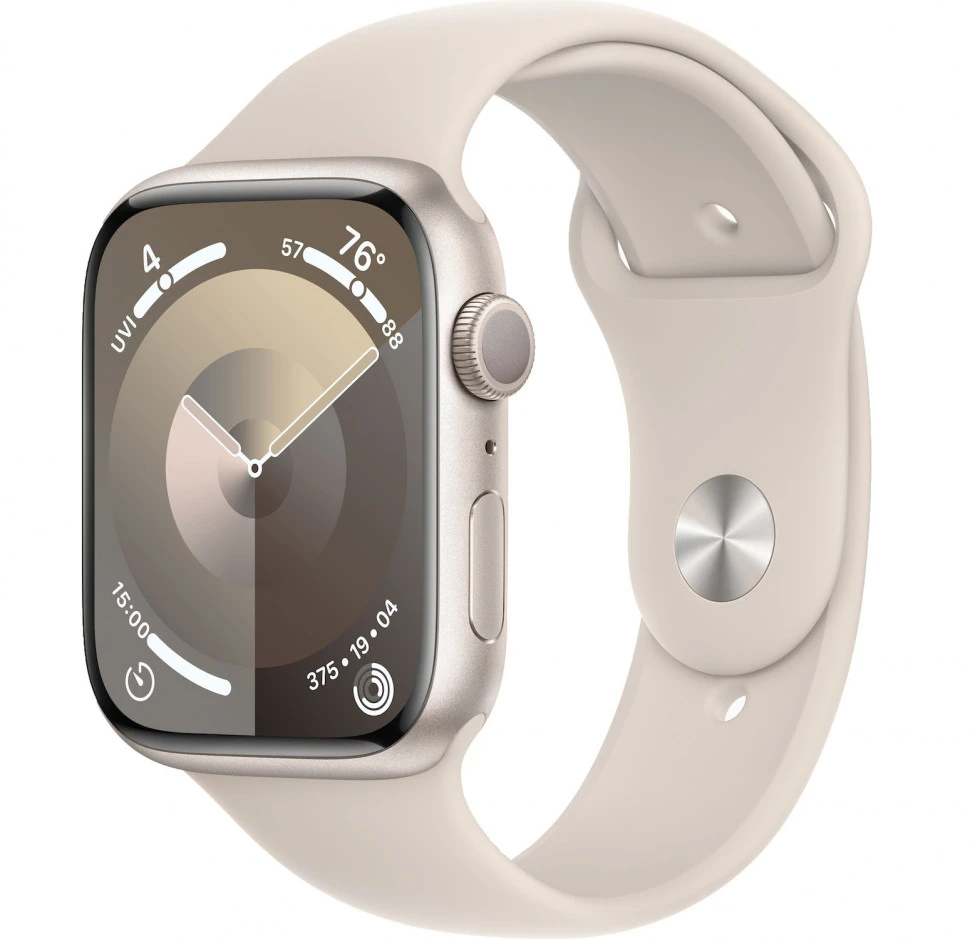 Умные часы Apple Watch Series 9 45mm Starlight Aluminum Case with Starlight Sport Band (S/M)