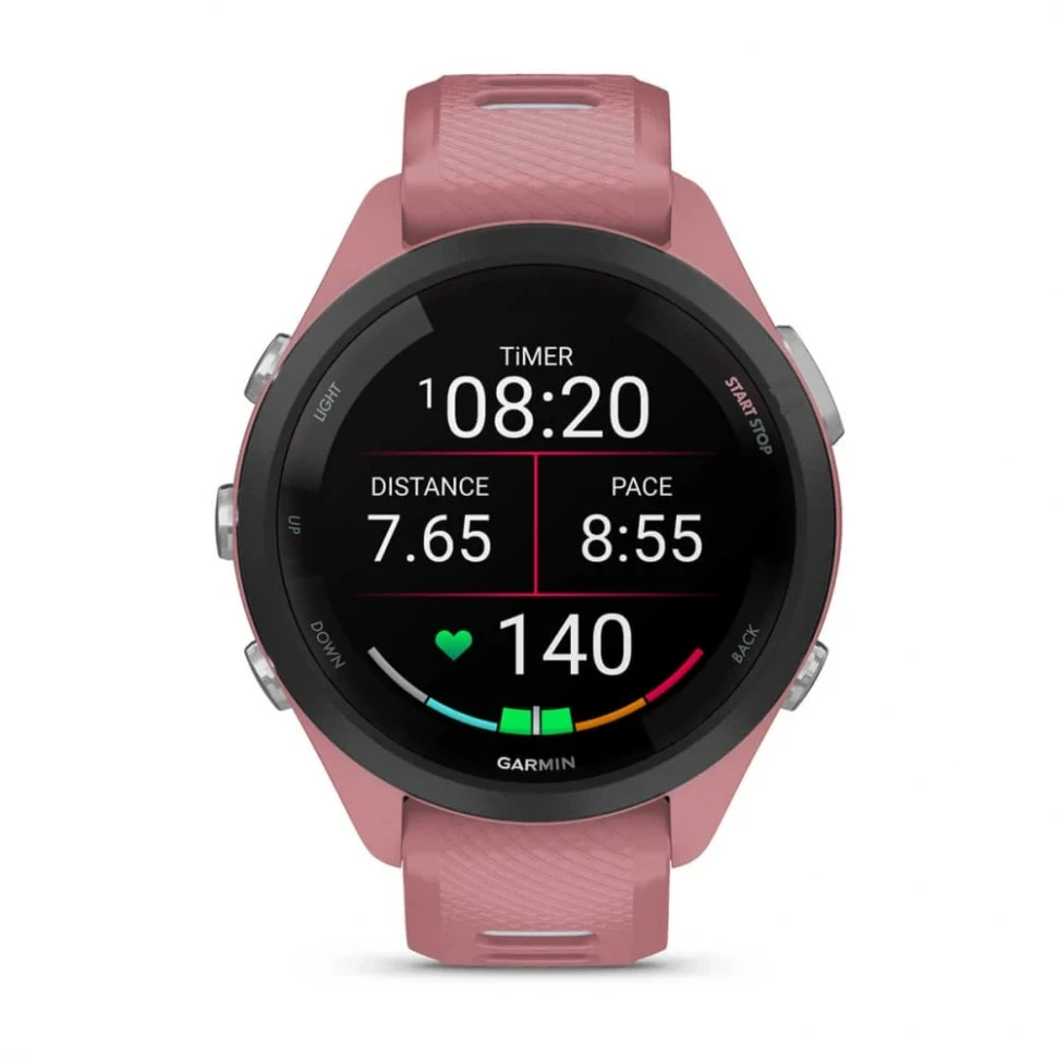 Умные часы Garmin Forerunner 265s 42mm Black Bezel with Light Pink Case and Light Pink/Whitestone Silicone Band (010-02810-05)