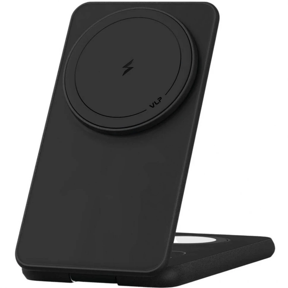 Беспроводное зарядное устройство VLP Alum Power Pro for Apple 3 в 1 Qi2 Черный титан