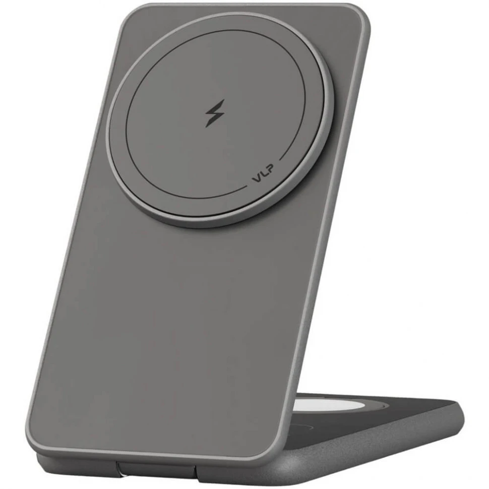 Беспроводное зарядное устройство VLP Alum Power Pro for Apple 3 в 1 Qi2 Натуральный титан