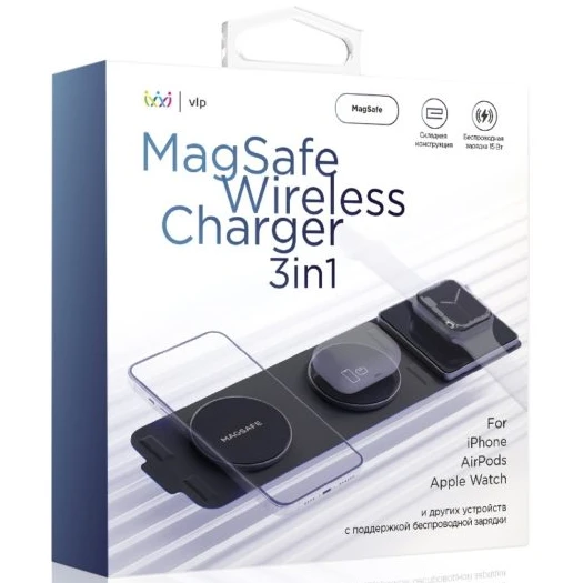 Беспроводное зарядное устройство VLP M-Charger для Apple 3 в 1 Черный