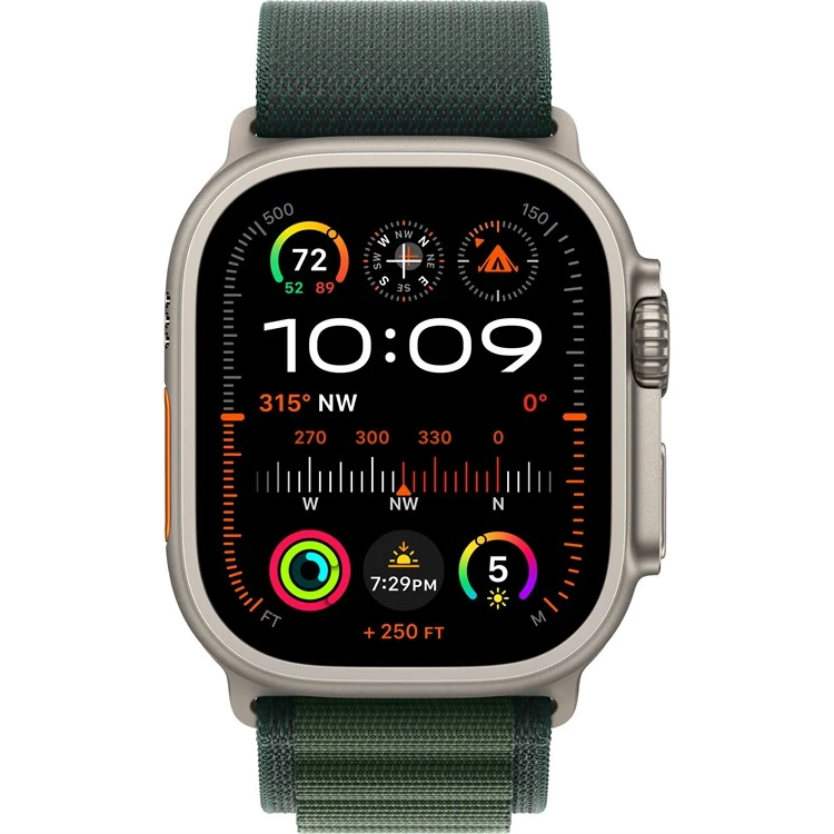 Умные часы Apple Watch Ultra 2 2024 49mm Natural Titanium Case with Dark Green Alpine Loop (L)