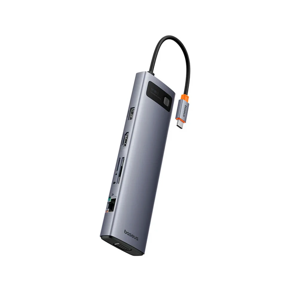 Стыковочная станция Baseus Metal Gleam Series 11 в 1 Multifunctional Type-C HUB Docking Station (CAHUB-CT0G) Серый