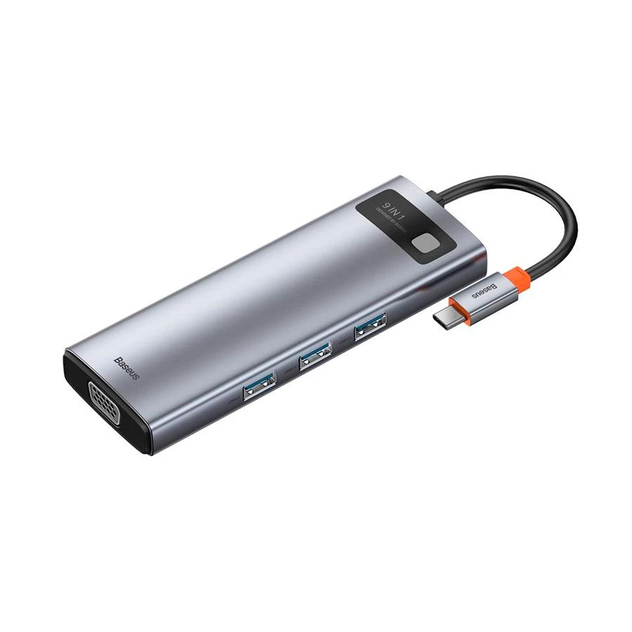 Стыковочная станция Baseus Metal Gleam Series 9 в 1 Multifunctional Type-C HUB Docking Station (CAHUB-CU0G) Серый
