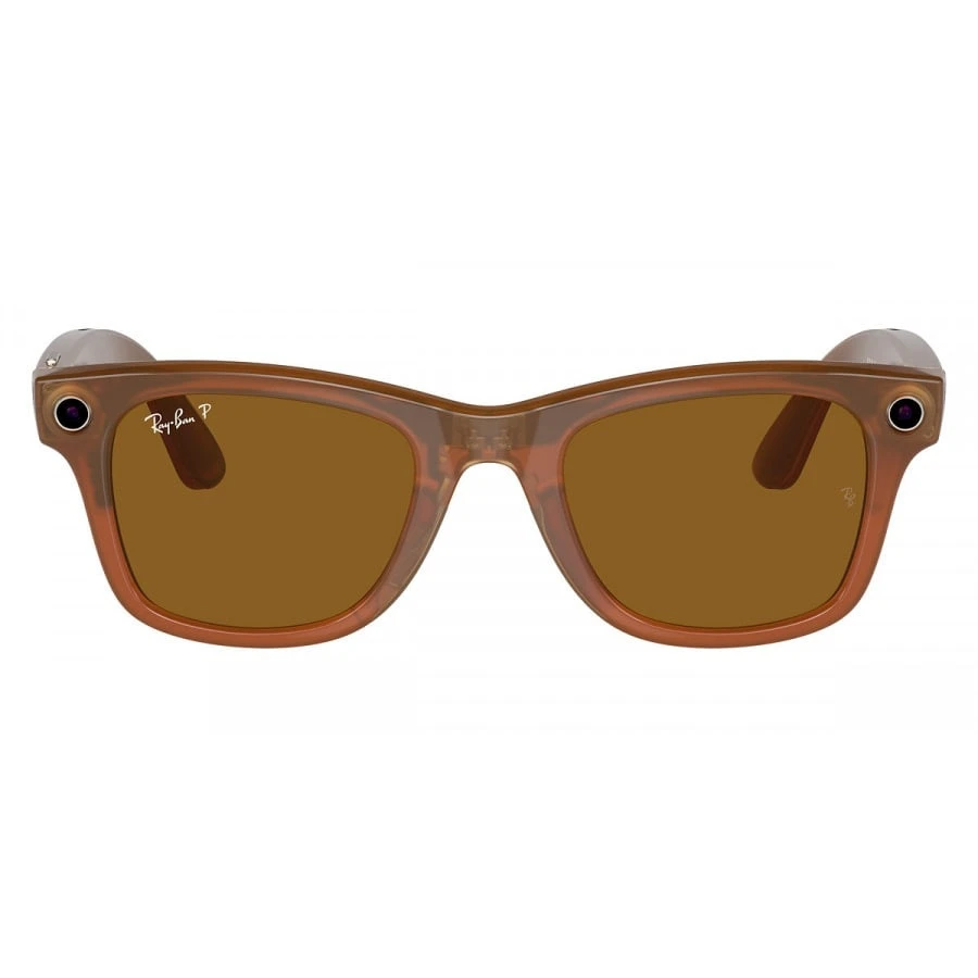 Умные очки Ray-Ban Wayfarer Shiny Caramel/Polarized Brown (RW4008)