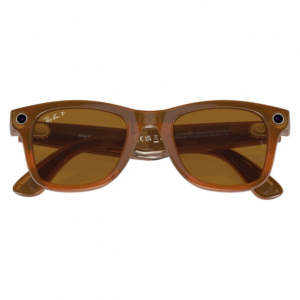Умные очки Ray-Ban Wayfarer Shiny Caramel/Polarized Brown (RW4008)