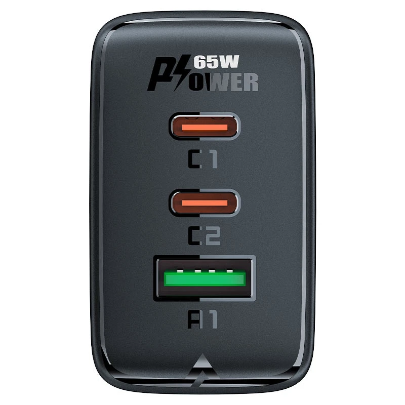 Сетевое зарядное устройство ACEFAST A41 65W GaN USB-C+USB-C+USB Черный