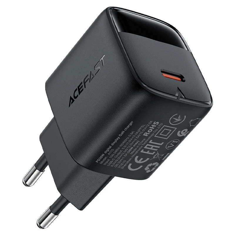 Сетевое зарядное устройство ACEFAST A115 30W GaN USB-C Черный