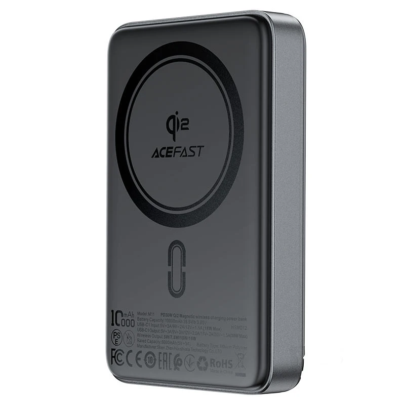 Внешний аккумулятор ACEFAST M11 PWRup PD30W Qi2 15W 10000 мАч Черный